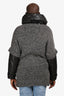 Max Mara Grey/Black Knit/Nylon Button-Up Jacket Size 10