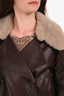 Brunello Cucinelli Brown Leather Shearling Cropped Jacket Size 2