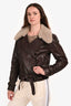 Brunello Cucinelli Brown Leather Shearling Cropped Jacket Size 2