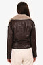Brunello Cucinelli Brown Leather Shearling Cropped Jacket Size 2