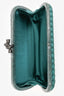 Bottega Veneta Turquoise Silk Python Trimmed Knot Clutch