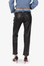 Khaite Blue/Black Denim/Leather Distressed Jeans Size 25