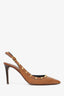 Valentino Tan Leather Rockstud Slingback Heels Size 38