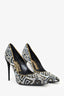 Salvatore Ferragamo Black/White Beaded Pumps Size 8.5