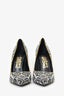 Salvatore Ferragamo Black/White Beaded Pumps Size 8.5