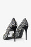 Salvatore Ferragamo Black/White Beaded Pumps Size 8.5