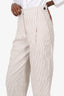 Brunello Cucinelli Cream/Brown Stripped High Waisted Trousers Size 2