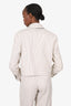 Brunello Cucinelli Cream/Brown Linen Stripped Cropped Double Breasted Blazer Size 38