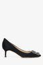 Manolo Blahnik Black Satin Hangisi Heels Size 36.5