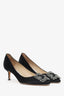 Manolo Blahnik Black Satin Hangisi Heels Size 36.5