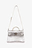 Christian Dior Silver Crinkle Leather 'Diorever' Medium Top Handle with Strap