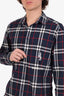 Burberry Blue Check Button Up Unicorn Patch Shirt Size M Mens