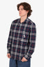 Burberry Blue Check Button Up Unicorn Patch Shirt Size M Mens