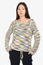 Theory White/Yellow/Blue Drawstring Hem Sweater Size S