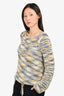 Theory White/Yellow/Blue Drawstring Hem Sweater Size S