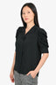 Frame Black Silk Puff Short Sleeve Button Up Shirt Size S