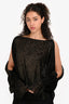 Nili Lotan Black/Gold Open Shoulder Bell Sleeve Top Size S