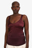 Brunello Cucinelli Burgundy Silk Sleeveless V-Neck Top Size M