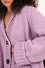 Gogo Purple Wool 'Apres' Long Sleeve Button Up Cardigan One Size