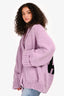 Gogo Purple Wool 'Apres' Long Sleeve Button Up Cardigan One Size