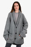 Gogo Grey Wool 'Apres' Long Sleeve Button Up Cardigan One Size