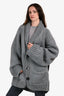 Gogo Grey Wool 'Apres' Long Sleeve Button Up Cardigan One Size