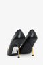 Alexander McQueen Black Leather Spiked Toe Pointed Heels Size 37