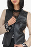 Akris Black/Beige Leather Single Breasted Jacket Size 4