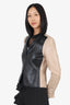 Akris Black/Beige Leather Single Breasted Jacket Size 4