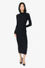 Balmain Black Wool Ribbed Mock Neck Dress Size 44