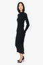 Balmain Black Wool Ribbed Mock Neck Dress Size 44