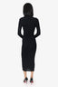 Balmain Black Wool Ribbed Mock Neck Dress Size 44
