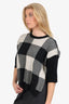 Stella McCartney Black/White Plaid Wool Open Side Sweater Size 40