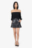 Valentino Black Leather VLNT Mini Skirt Size 42