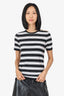 Balmain Black/White Striped Knit T-Shirt Size S