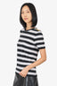 Balmain Black/White Striped Knit T-Shirt Size S