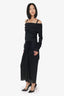 Dolce & Gabbana Black Long Sleeve Drape Dress Size 44