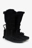 Yves Saint Laurent Black Suede Rabbit Fur Moccasin Boots Size 37