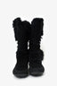 Yves Saint Laurent Black Suede Rabbit Fur Moccasin Boots Size 37
