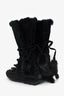 Yves Saint Laurent Black Suede Rabbit Fur Moccasin Boots Size 37