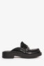 Prada Black Brushed Leather Plaque Mule Loafers Size 6 Mens
