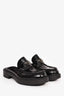 Prada Black Brushed Leather Plaque Mule Loafers Size 6 Mens