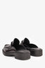 Prada Black Brushed Leather Plaque Mule Loafers Size 6 Mens