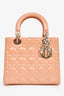 Christian Dior 2012 Nude Patent Cannage Leather Medium 'Lady Dior' w/ Strap