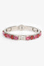 Fendi Silver Toned Red/Pink Crystal Bracelet