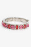 Fendi Silver Toned Red/Pink Crystal Bracelet