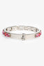 Fendi Silver Toned Red/Pink Crystal Bracelet
