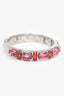 Fendi Silver Toned Red/Pink Crystal Bracelet