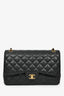 Pre-Loved Chanel™ 2021 Black Caviar Leather Jumbo Double Flap Bag GHW