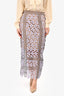 Self-Portrait Blue/Tan Embroidered Floral Maxi Skirt Size 6